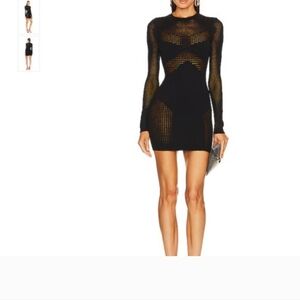 Elegant Black Mesh Long Sleeve Dress